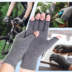 Compression Arthritis Gloves, 2 Pairs Fingerless Hand Support Wrist Brace for