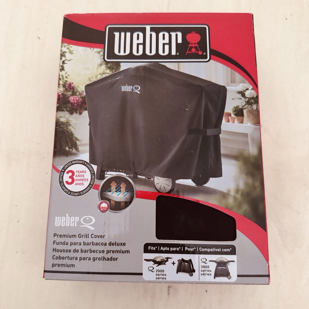 Weber Premium Grill Cover 7112 Fits Q2000 And Q3000 Series Black New In Package