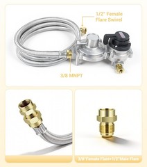 QCC1 2 Stage Automatic Changeover Regulator, 2×1.5FT + 4FT Hose Kit for RVs-USA