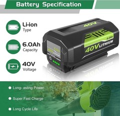 8.0Ah Battery 40 Volt for Ryobi 40V Lithium OP40602 Battery with LED / Charger