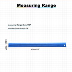 1Pcs 45cm/18″ Aluminum Alloy Metal Craft Safety Cutting Ruler,Blue