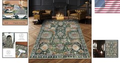 Durable Washable Area Rug 3′ x 5′ – Non-Slip & Vintage Elegance for Any Room