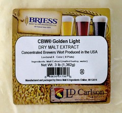 Briess Dried Malt Extract Golden Light 3 Lbs for Home Brew Beer Making