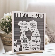 To My Husband Wood Plaque Romantic Holiday Love – 17cm x 20cm – With Stand