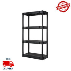 Hyper Tough 4-Tier Plastic Shelving Unit, Heavy Duty Garage Storage Rack, 280lb