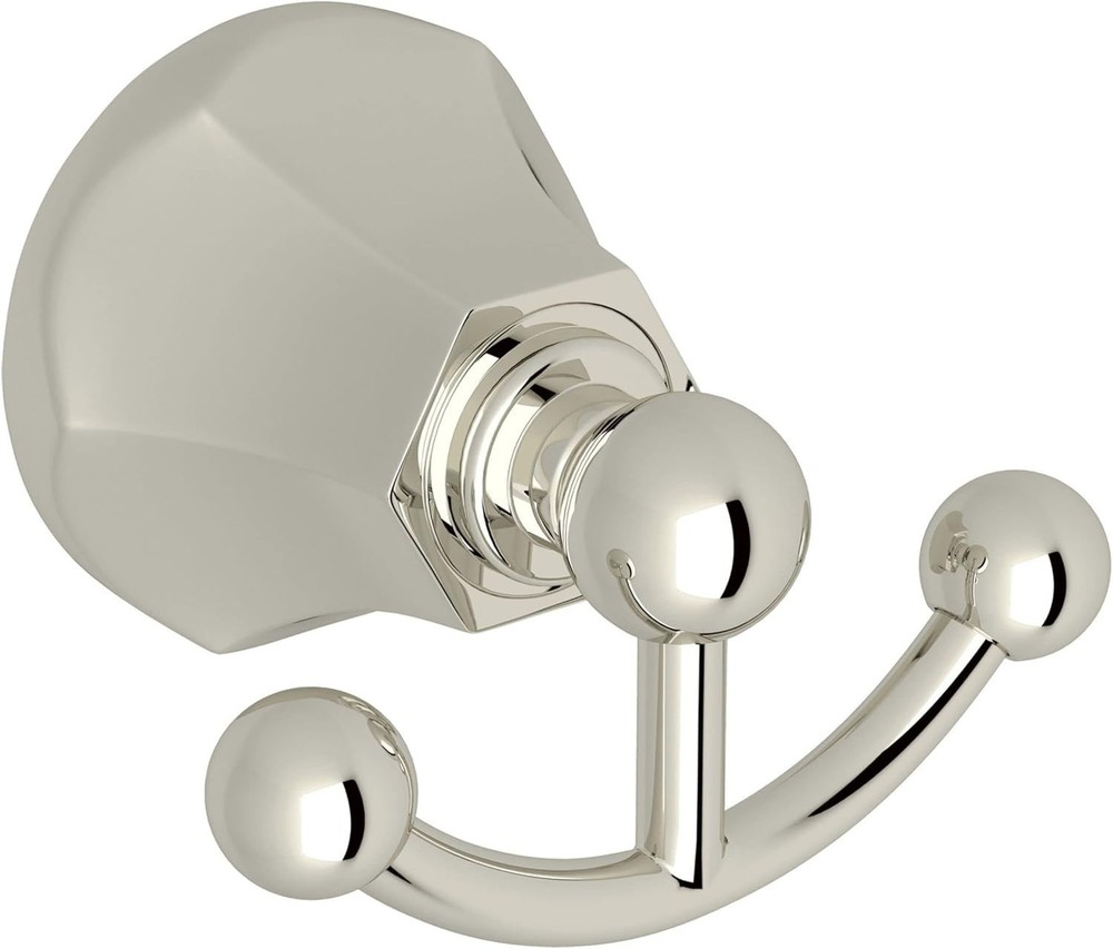 Rohl Palladian Wall Mount Double Robe Hook Polished Nickel A6881PN