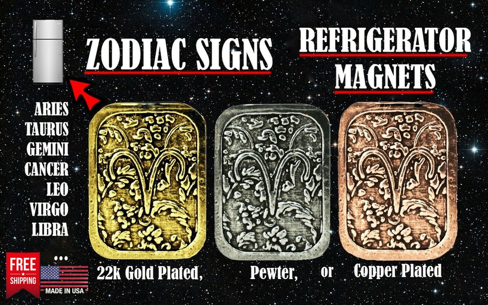 Refrigerator Magnet Zodiac Signs, Astrological Signs, Made in USA