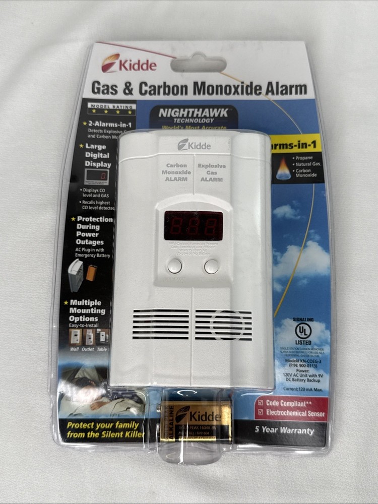 Kidde KN-COEG-3 Gas & Carbon Monoxide Alarm Detector with Battery ,New & Sealed