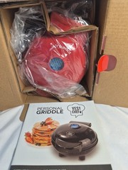 Yes! Chef Personal Griddle w/ Instructional Manual & Recipe Guide, Red New W/Box