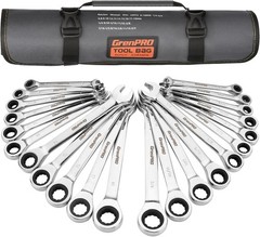 22PCS Ratcheting Wrench Set SAE Metric 72T w/ Pouch