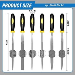 6Pcs Metal Needle File Set Small Hardened Carbon Steel File Mini Hand Metal Tool