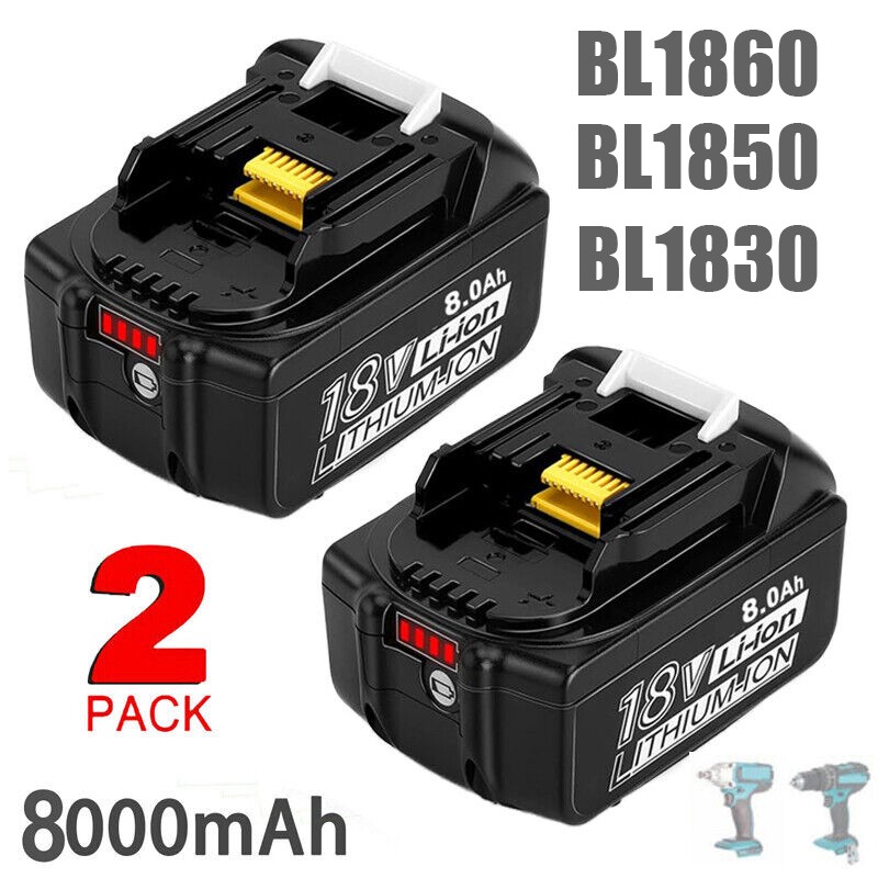 2Pack For Makita 18V 8.0Ah LXT Lithium-Ion Tool Battery BL1830 BL1850 BL1860