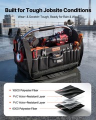 VEVOR Tool Bag 16.1 In 33-Pocket Open Top Tool Tote Electrical Toolbox with Base