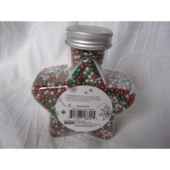 NEW Green Red White Glitter Cookie Decoration Sugar Pearls 8.11oz jar Sparkles