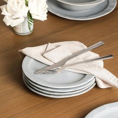Stone Lain Oasis Stoneware 24 Piece Dinnerware Set, Service for 8, Grey Blue