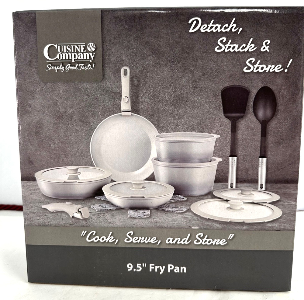 Cuisine & Company 9.5” Fry Pan Aluminum w/Silicone Lid Oven Safe New In Box.