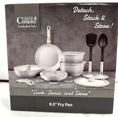 Cuisine & Company 9.5” Fry Pan Aluminum w/Silicone Lid Oven Safe New In Box.