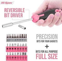 Hi-Spec Pink Household Tool Kit Set with Toolbox Case for DIY Home Repair
