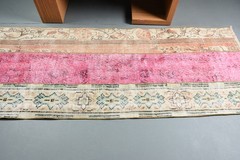 Turkish Vintage Rug 3×7,3 ft (91×223 cm), Pink Floral Rug