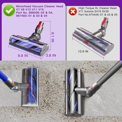Motorbar Torque Drive Brush Head for Dyson V8 V10 V11 V15 Hair Removal