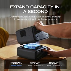 EcoFlow 858Wh River 3 Plus Portable Power Station with EB600 Extra Battery