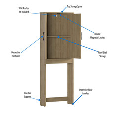 Mainstays Ardent Over-the-Toilet Bathroom Storage Cabinet, Euro Oak
