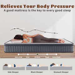 10″12″ Gel Memory Foam Spring Hybrid Mattress Twin Full Queen King Size In A Box