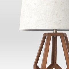 Large Wood Geo Assembled Table Lamp Brown – Threshold