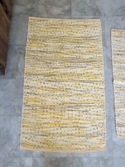 2X Hand Woven YELLOW & WHITE Traditional Rag Rug. Woven On Antique Floor Loom.