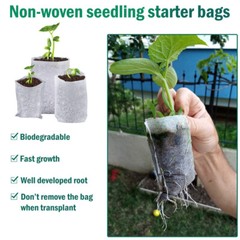 100PCS Non-woven Plant Grow Bags Nursery Bag Biodegradable Fabric Seedling Pot
