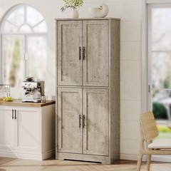 70″ Tall Kitchen Pantry Cabinet Storage Cabinet W/ 4 Doors & Adjustable Shelves