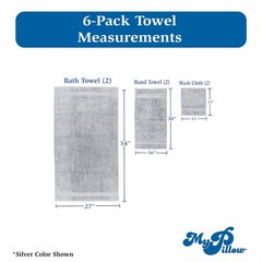 MyPillow 6 Piece Set – Premium Cotton Soft Absorbent Towels, 2 Bath Towel