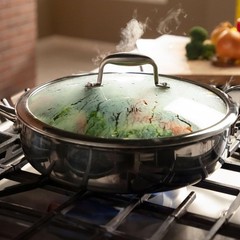 Hell’s Kitchen Hybrid Tri-Clad 4 Qt Sauté Pan w/ Lid | Nonstick PFAS-Free Used