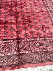 Hand-Woven Wool and Silk Princess Bokhara Area Rug