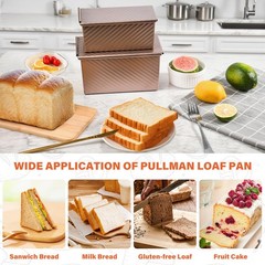 2 Pack Pullman Loaf Pan with Lid 1 Lb/0.5 Lb Dough Capacity for Homemade Bread