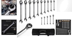 Effortless Adjustment – 15-Piece Ratcheting Wrench Set in Chrome Vanadium Steel