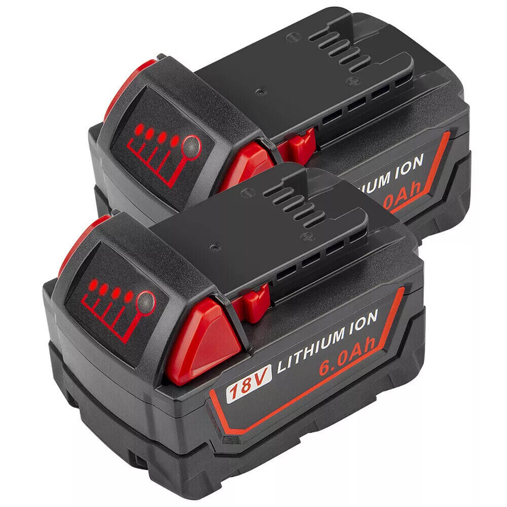 2 Pack 18V 6.0Ah Battery for Milwaukee M18 48-11-1850 48-11-1862 48-11-1840