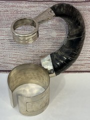 Vintage Wine Bottle Holder Goat Horn Handle Nickel Silver Argentinian Hand Made