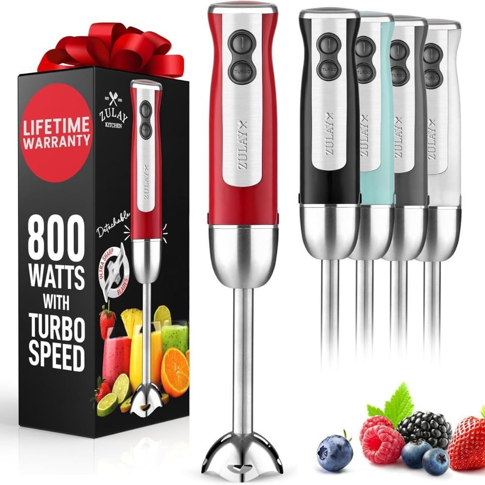 Zulay 800W Immersion Hand Blender – Turbo Stick Mixer, Stainless Blades
