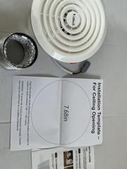 Vallisco White Ceiling Exhaust Fan 7.68in Circular with Installation Template