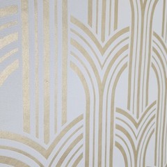 Broadway Arches arthouse trellis lines white yellow gold metallic Wallpaper roll