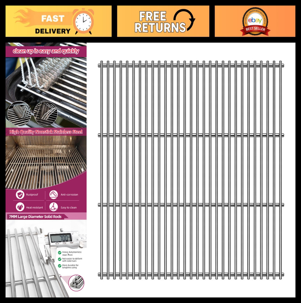 Full Size Stainless Steel Cooking Grates Replacement 19.75″ x 20.25″ – 3-in-1 Pa