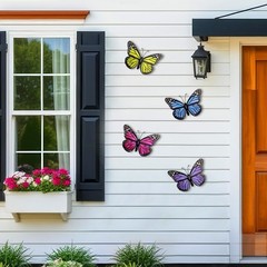 Metal Butterfly Outdoor Decor Wall Art 9.8 in 4 Pack Colorful