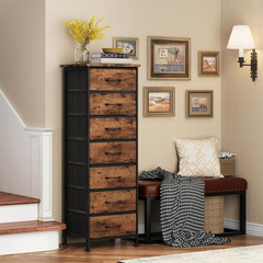 Tall Dresser for Bedroom, Storage Dresser Organizer with 7 Fabric Drawers, Night