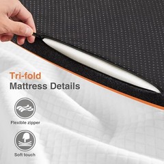 4-Inch Tri-Fold Memory Foam Folding Mattress Topper Portable for Camping, Guest