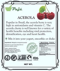 ACEROLA powder berry fruit 4oz 8oz 16oz 1lb 32oz 2lb 3lb 4lb 8lb 55lb PAJE BRAND