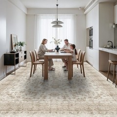 Machine Washable Area Rug 12×15 Non Slip Rubber Backing Beige Brown Ultra Large