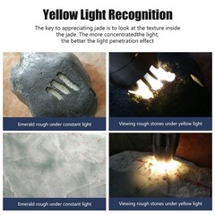 White Yellow 365nm UV Light LED Flashlight for Jade Jewelry Gem Amber Test Torch