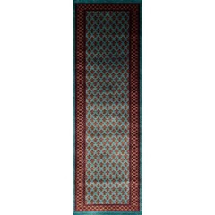 2.5×8 feet Runner Rug Hand Knotted Wool Traditional Lichi, Turquoise