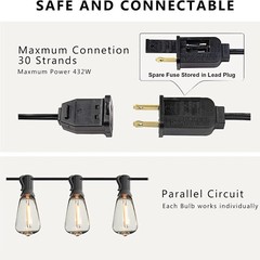 50FT – 500FT LED Outdoor String Lights Dimmable Waterproof ST38 LED Patio Lights